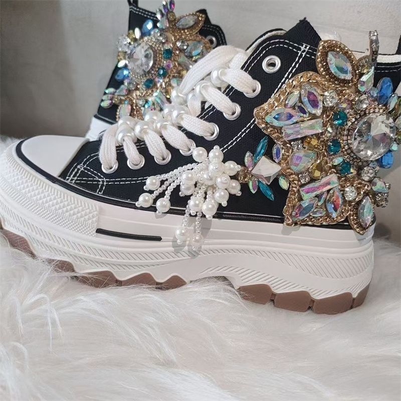 Women'S Shoes Hands Free - Sola grossa alta superior pregado grânulo