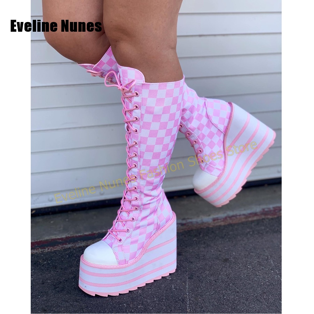 Women'S Shoes Y2K - Botas Femininas de Plataforma Rosa e