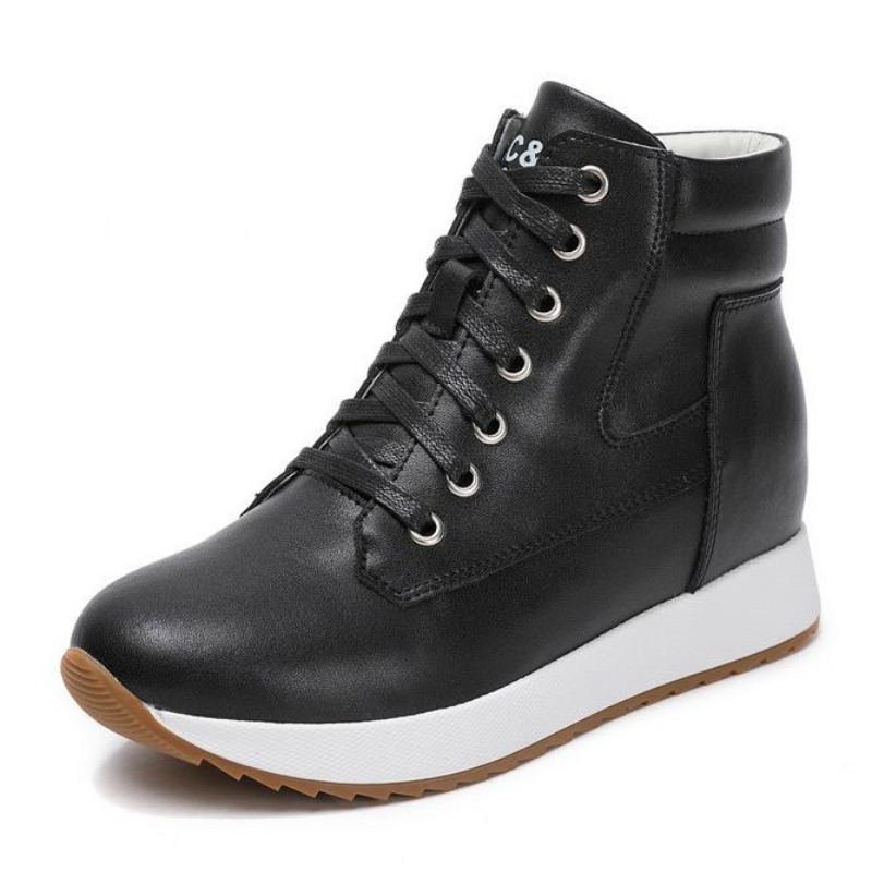 Platform Sneakers Chunky - 7cm couro genuíno mulheres tornozelo botas