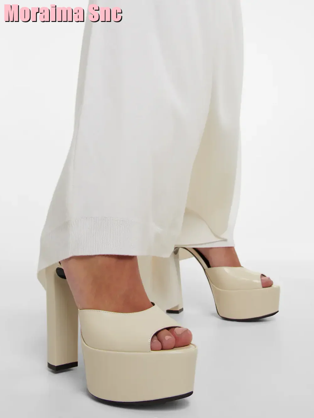 Platform Sneakers Chunky - Sandálias de couro envernizado plataforma peep