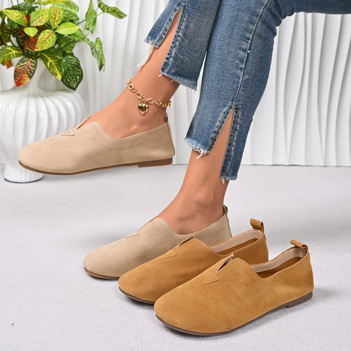 Women Shoes Quick Delivery - Sapatos femininos baixos, slip-on, bico redondo,