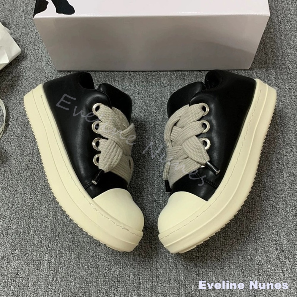 Women'S Shoes Y2K - Tênis plataforma unissex em couro preto