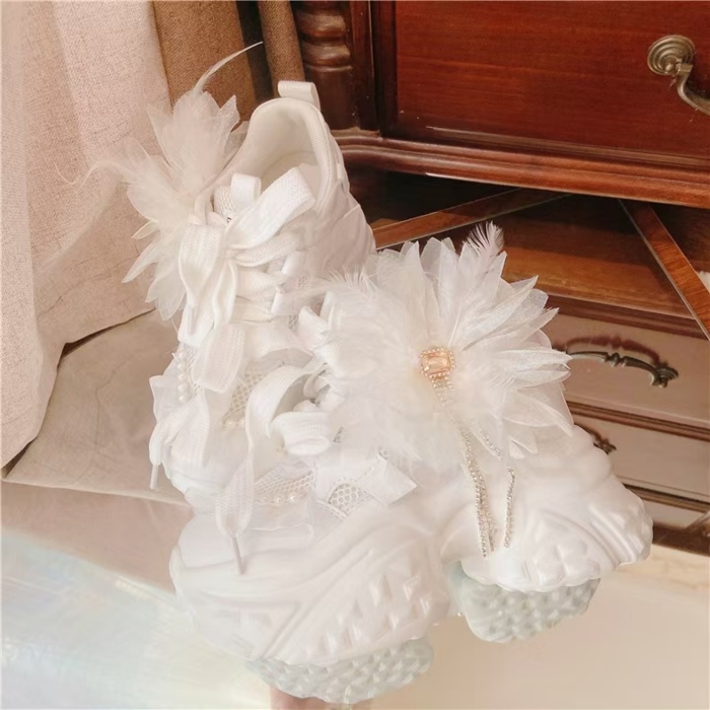 Branco floral laço strass borl - Women'S Shoes Hands Free avaliação e preço