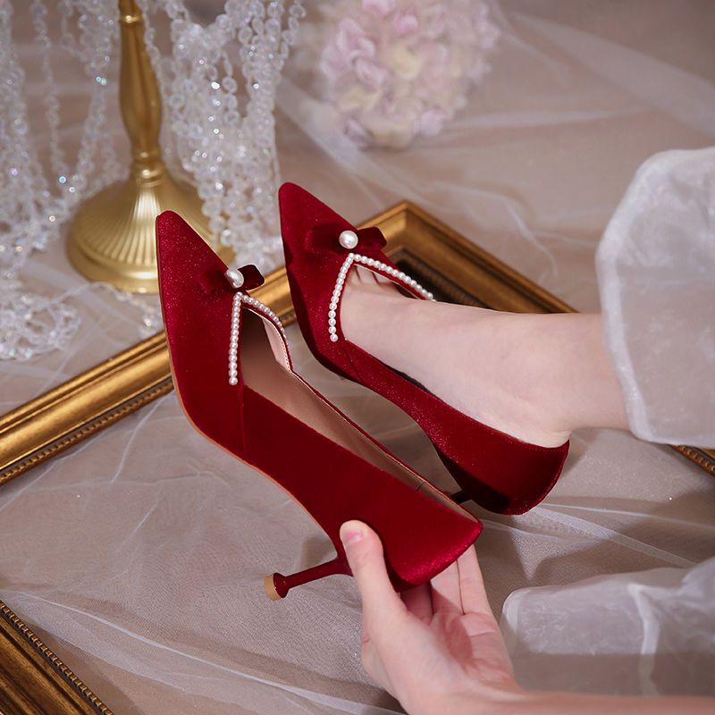 Vermelho salto alto pérola sen - Women Shoes Quick Delivery avaliação e preço