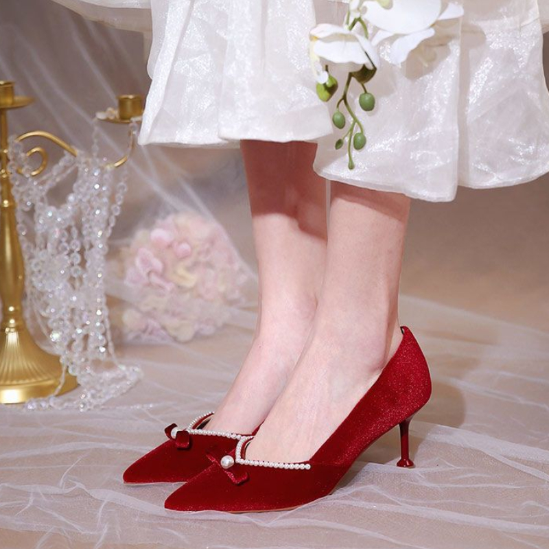 Vermelho salto alto pérola sen - Women Shoes Quick Delivery avaliação e preço
