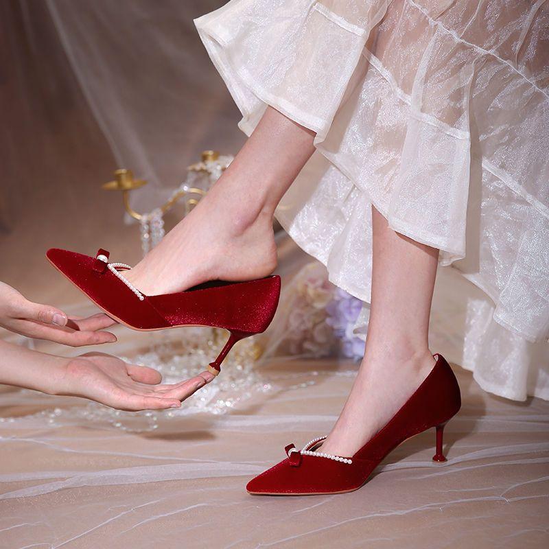 Vermelho salto alto pérola sen - Women Shoes Quick Delivery avaliação e preço