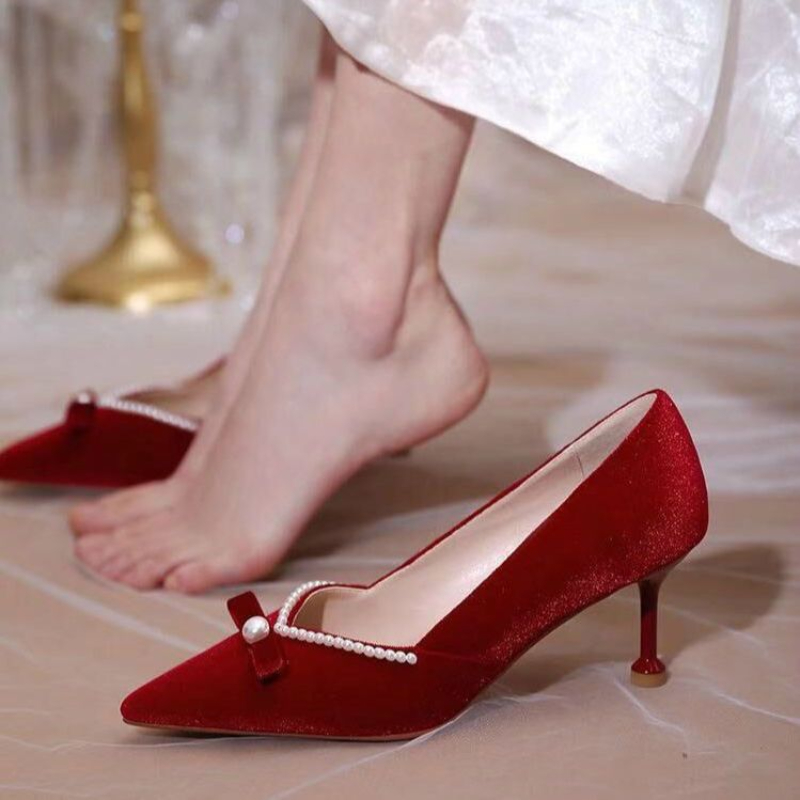 Vermelho salto alto pérola sen - Women Shoes Quick Delivery avaliação e preço