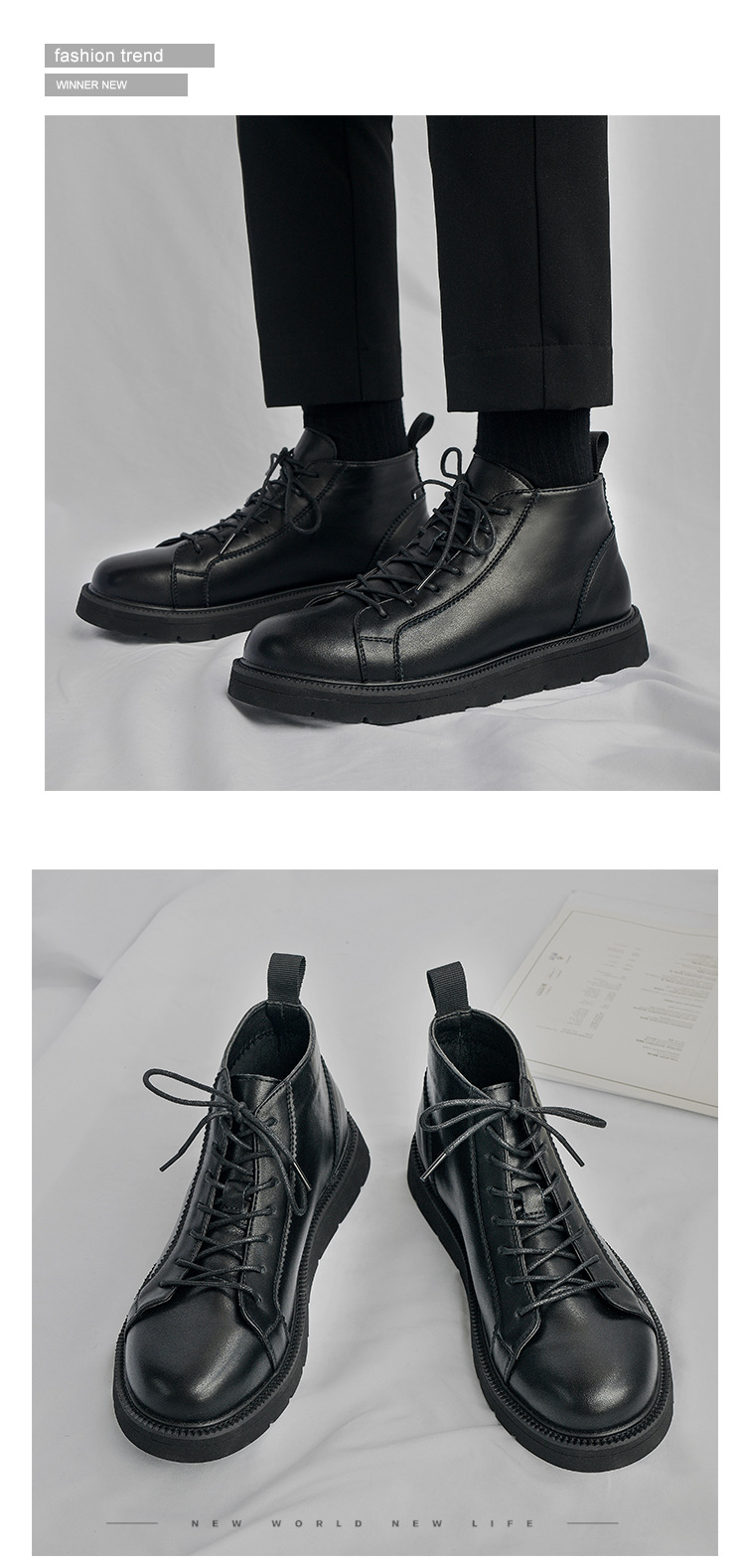 Outono couro preto alta superi - Women Shoes Hong Kong avaliação e preço