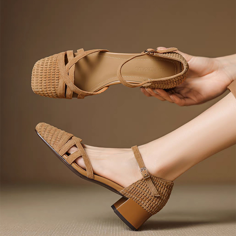 Retro tecer sandálias de salto - Ankle Strap Heels avaliação e preço