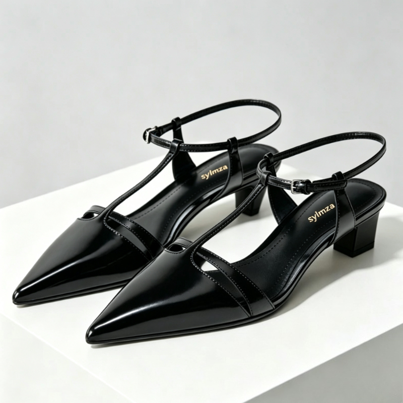 Couro de patente gatinho salto - Ankle Strap Heels avaliação e preço