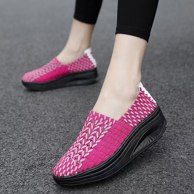 Mulher mão tecido cunhas sapat - Women'S Shoes Hands Free avaliação e preço